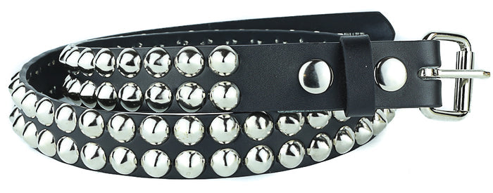 Two Row Conical Studded Heavy Duty Black Leather Belt