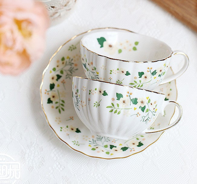 Unique Ceramic Coffee Cups, Creative Porcelain Tea Cup Saucer Set, Traditional English Tea Cup and Saucer, Afternoon British Tea Cups-Paintingforhome