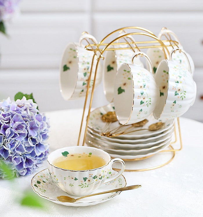 Unique Ceramic Coffee Cups, Creative Porcelain Tea Cup Saucer Set, Traditional English Tea Cup and Saucer, Afternoon British Tea Cups-Paintingforhome