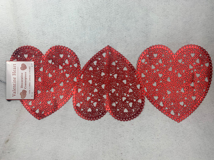 Valentine 3 Hearts Vinyl Table Runner