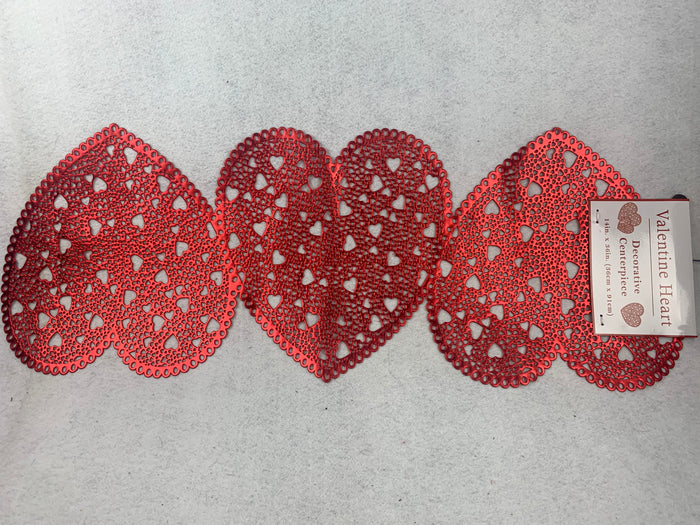 Valentine 3 Hearts Vinyl Table Runner