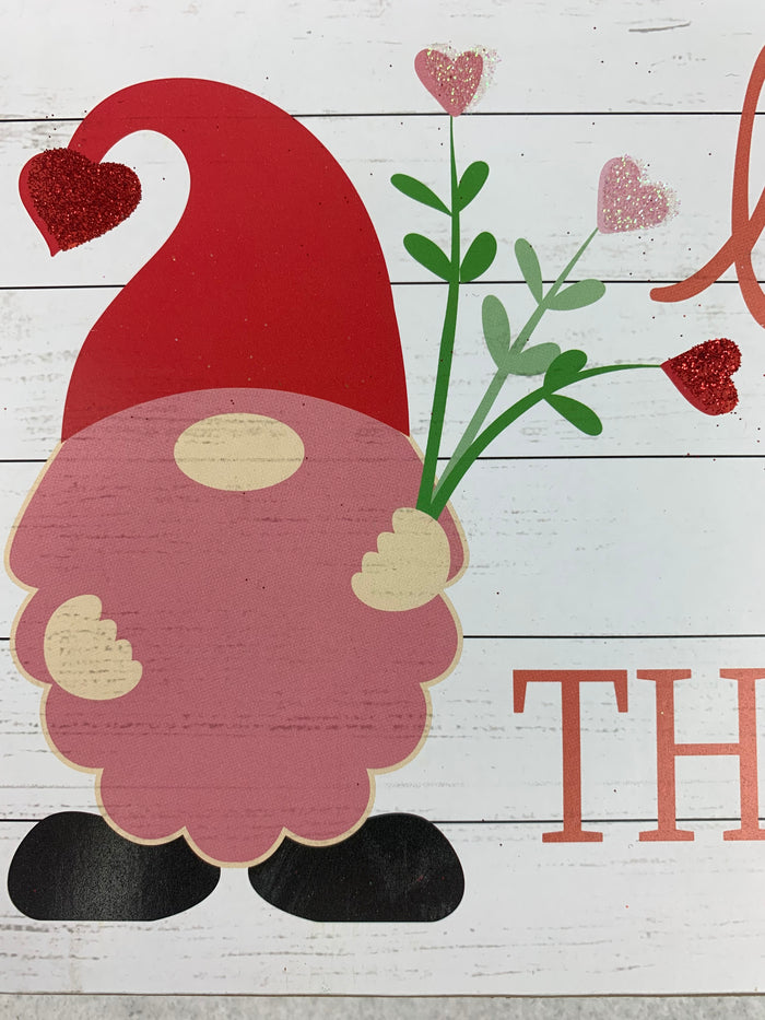 Valentine Gnome Love is in the Air Block Sitter or Sign