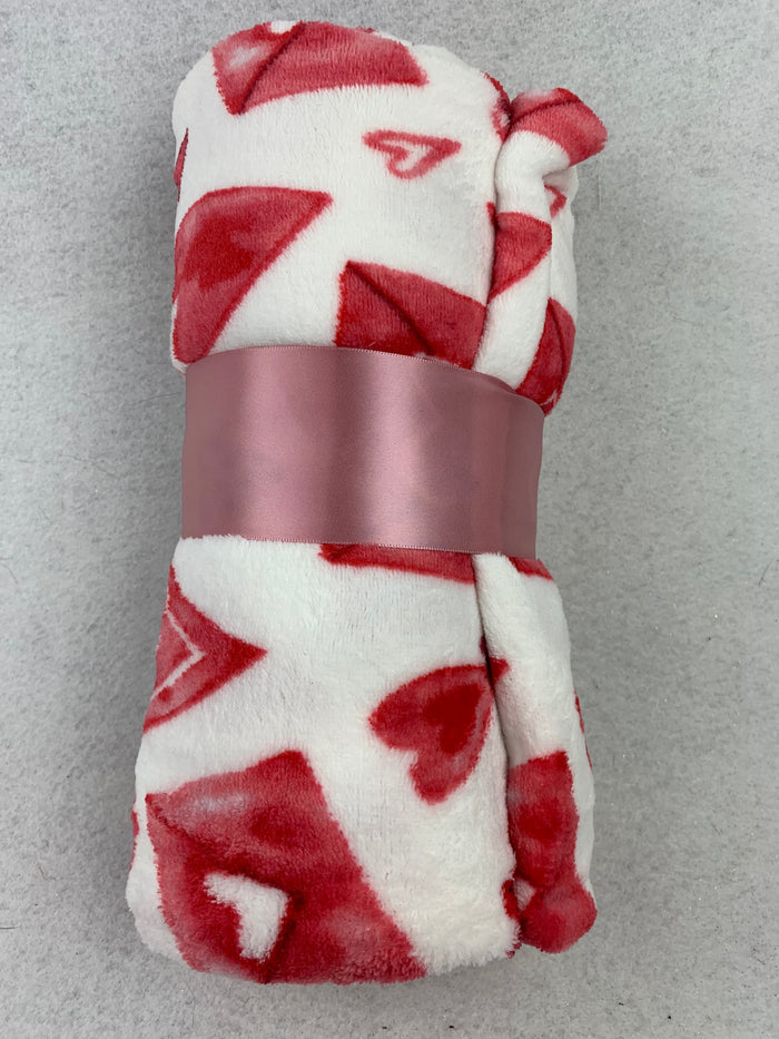 Valentine Hearts Love Letters Cupid Arrows Plush Blanket Throw