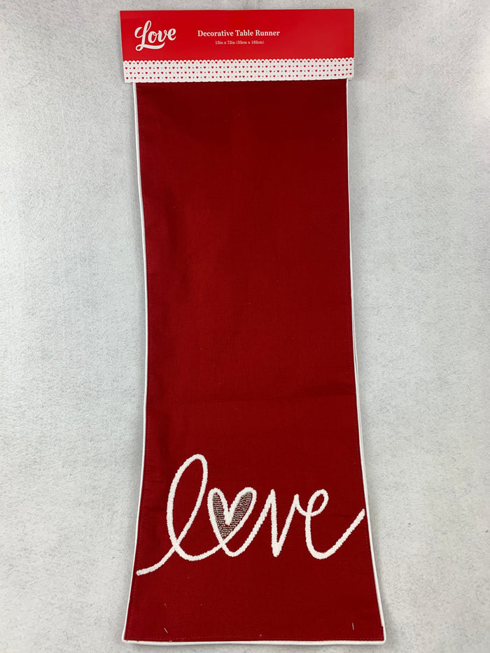 Valentine Love in Script Cotton Table Runner