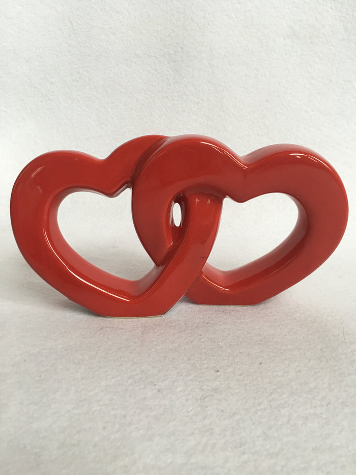 Valentine Medium Shiny Ceramic 2 Hearts in One Display