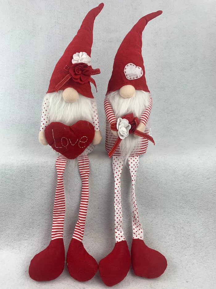 Valentine Plush Gnome Holding Heart or Flowers
