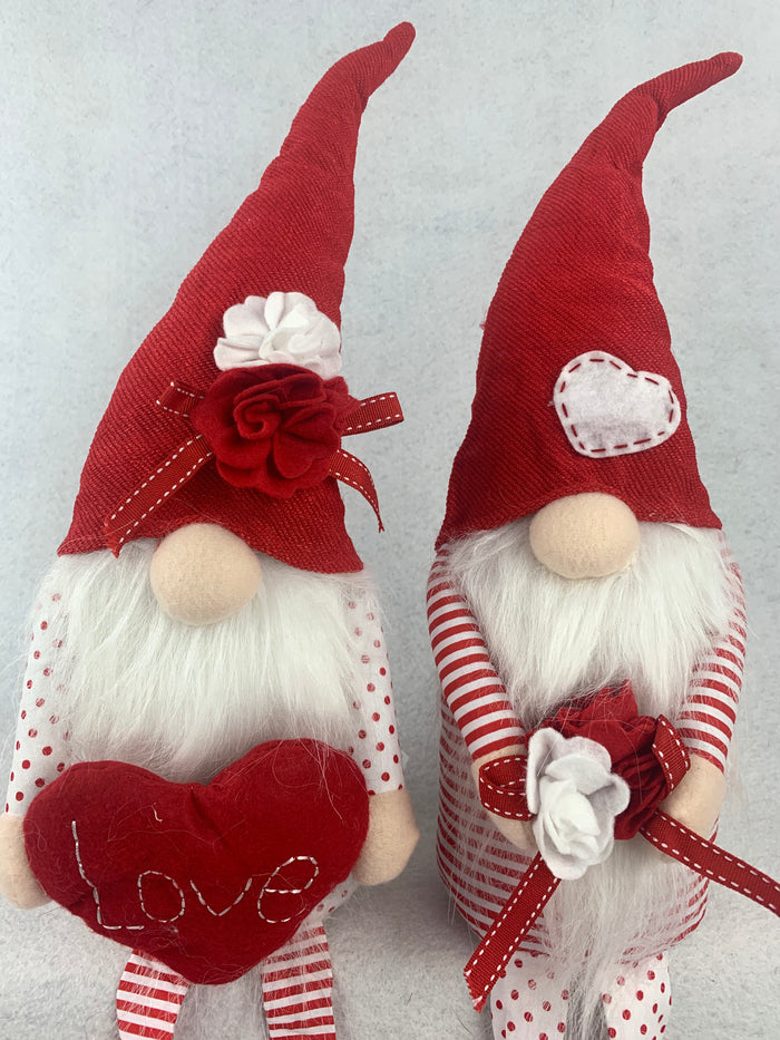 Valentine Plush Gnome Holding Heart or Flowers