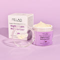 Crème de nuit réparatrice à base de rétinol VE pour la peau, contenant un pot de crème visage dans un pot blanc.