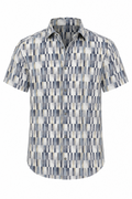 Short-sleeve shirt with a geometric pattern on a white background