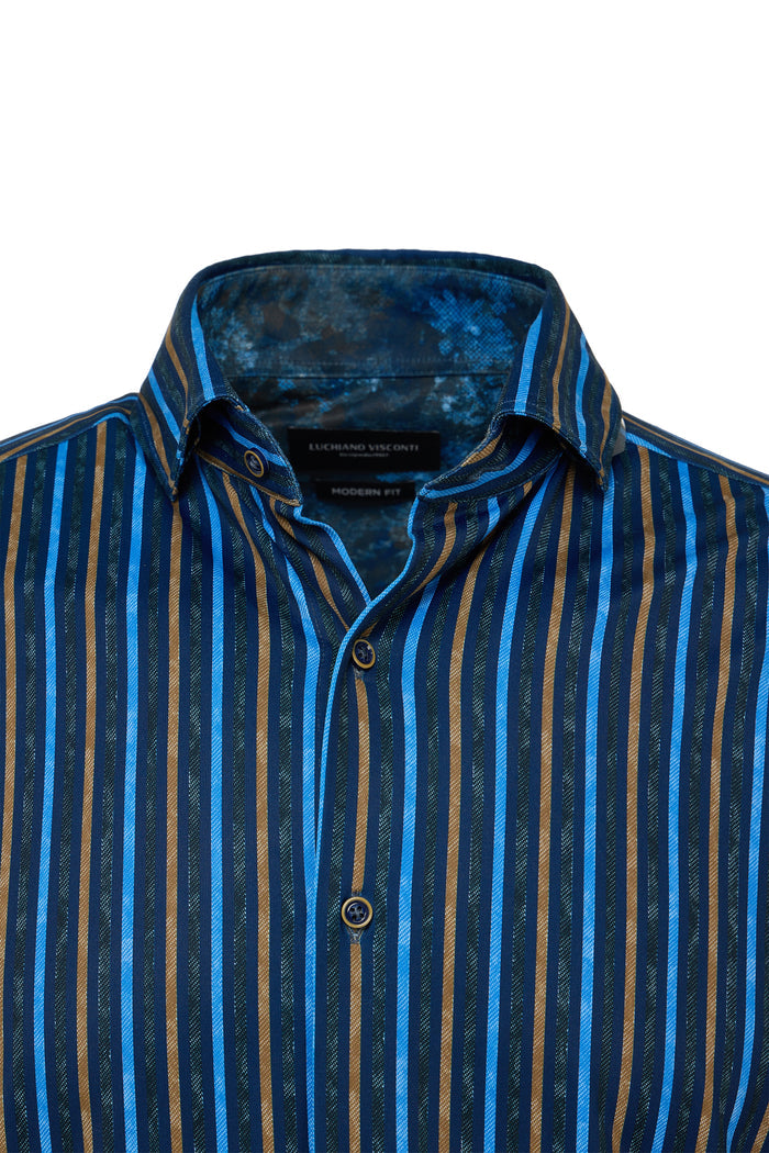 Vertical Stripe & Geo Button Down Shirt