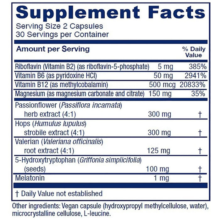 Vitanica SleepBlend 60 Vcaps - Supplement Facts panel