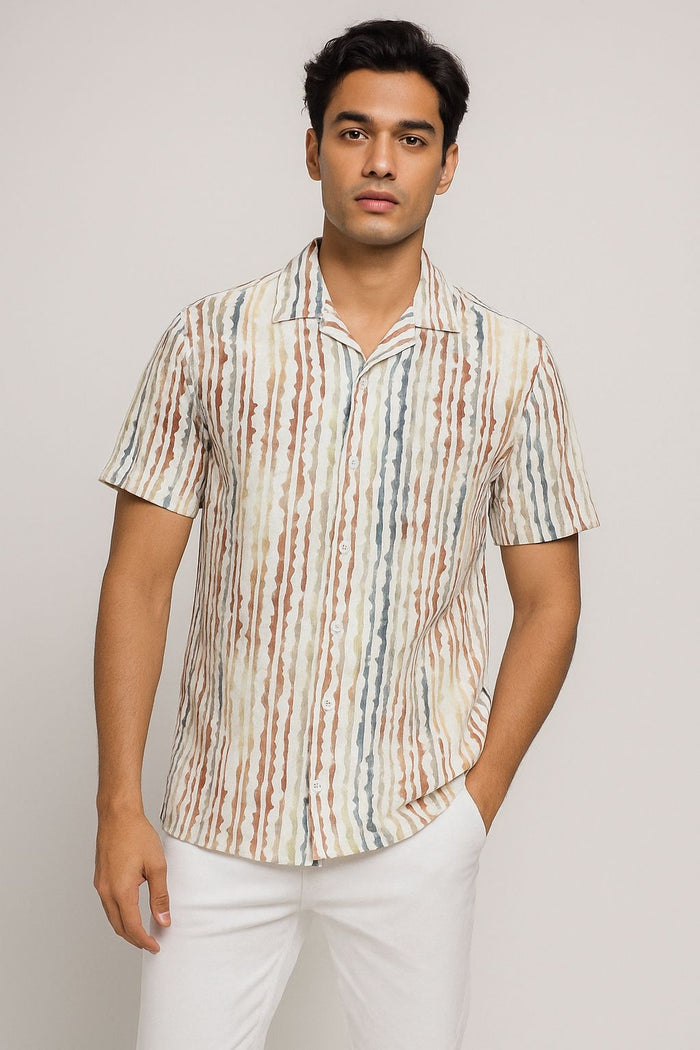 Volant Print Short Sleeve Shirt