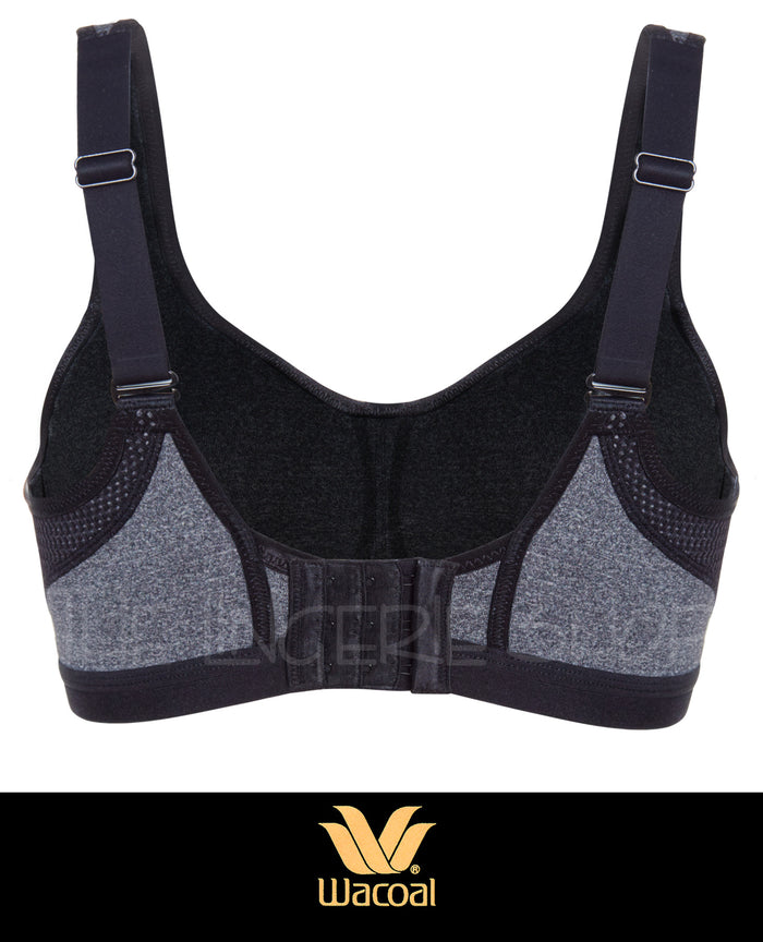 Wacoal high impact underwire sport bra, grey heather with dark wide straps
