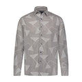 White and Black Stripe with White Embroidery Long Sleeve Shirt