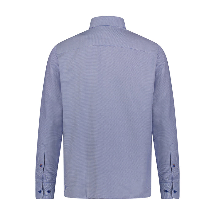 White Blue Houndstooth Long Sleeve Shirt