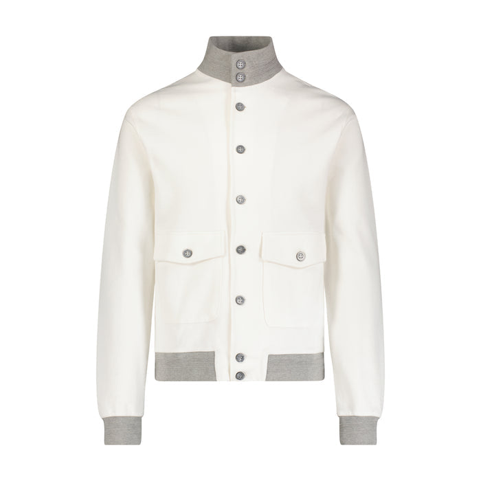 White Buttoned Bomber Jacket