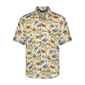 White, Green, and Blue Car Print Short Sleeve Shirt