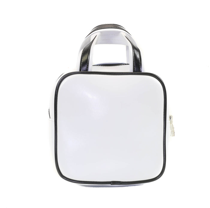 White Iron Cross Square Bowler Bag