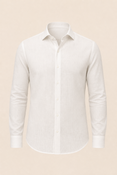 White Mediterranean Artisan Linen Shirt