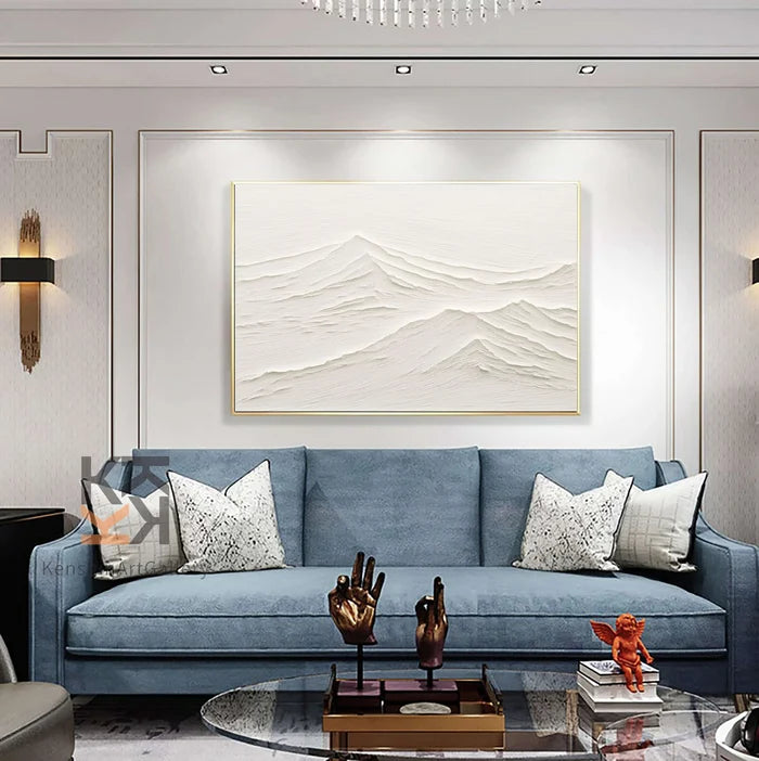 White Minimalist Textured Painting Canvas #MM071