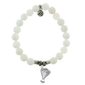 White Moonstone Gemstone Bracelet with Thinking of You Sterling Silver Charm