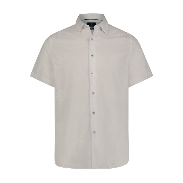 White on White Circle Print Short Sleeve Shirt
