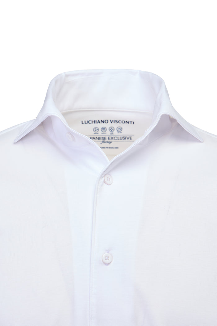 White One-Piece Collar Performance Stretch Shirt