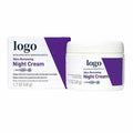 Crème de nuit éclaircissante à la sodium nicotinamide, hydratante, pour un teint lumineux, dans un pot blanc.