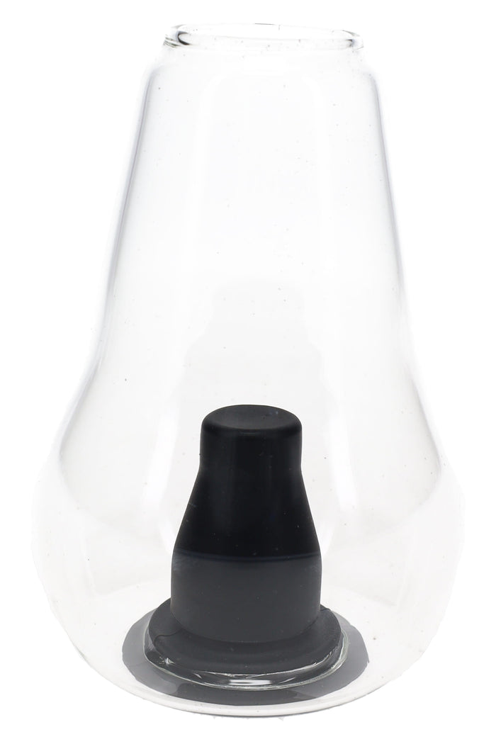 Clear Zenco Duo glass with black silicone diffuser for compatible desktop vaporizer sessions
